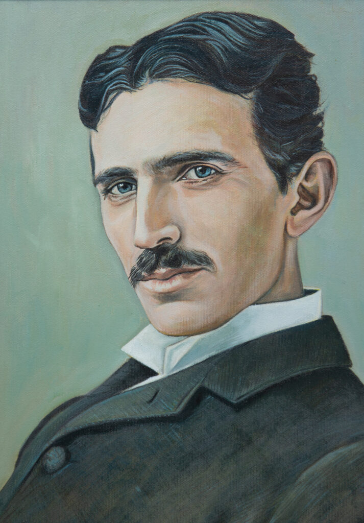 Nikola Tesla Portret Uramljeno Ulje Na Platnu 46x36cm Prodaja I