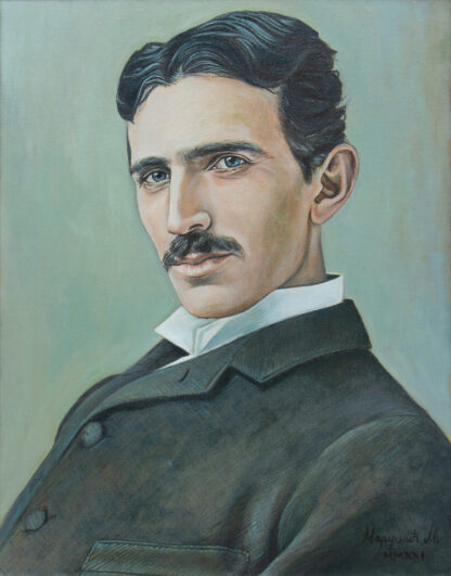 Detalj 2 - Nikola Tesla – 46x36cm Originalno ulje na platnu - umetnik Milica Marušić