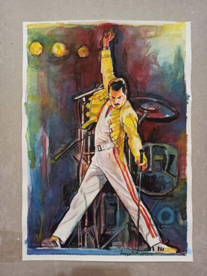 Detalj - Freddie Mercury - 35x25cm 2022. - Originalan Akvarel - umetnik umetnik Milica MARUŠIĆ