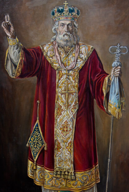 Detalj - Sveti Nikola -Pravoslavna Ikona 60x35cm - Originalno ulje na platnu po Urošu Prediću - umetnik Milica Marušić