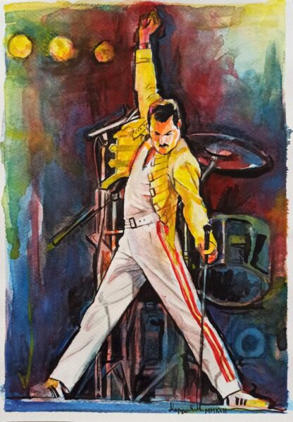 Freddie Mercury - 35x25cm 2022. - Originalan Akvarel - umetnik umetnik Milica MARUSIC