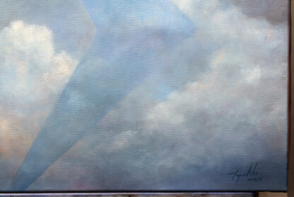 Potpis - NLO – TR-3B –T3R-B iznad oblaka - 50x60cm - 2019 - Originalno ulje na platnu - umetnik Darko Topalski