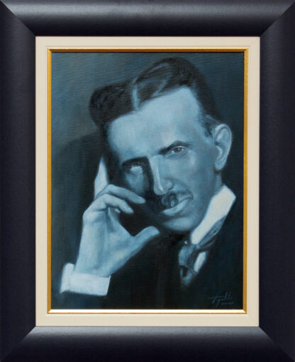 Ram 2 - Plavi Nikola Tesla Portret - 40x30cm - 2022.-Originalno Ulje na platnu - umetnik Darko Topalski