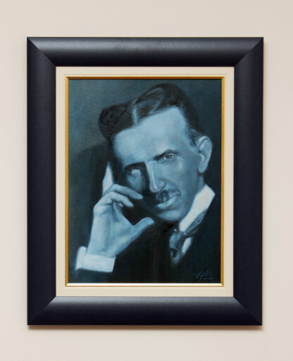 Ram - Plavi Nikola Tesla Portret - 40x30cm - 2022.-Originalno Ulje na platnu - umetnik Darko Topalski