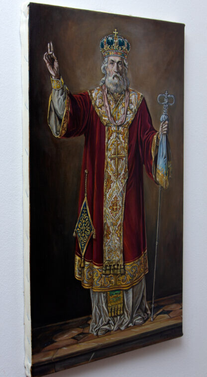 Sa strane - Sveti Nikola -Pravoslavna Ikona 60x35cm - Originalno ulje na platnu po Urošu Prediću - umetnik Milica Marušić