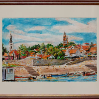 Zemun – 65x50cm - 2022 - Uramljen Akvarel na papiru – Originalna Umetnička slika umetnik Milica MARUŠIĆ