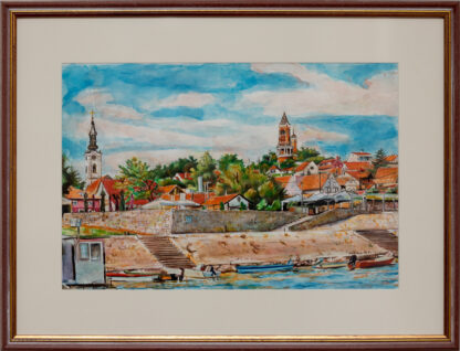 Zemun – 65x50cm - 2022 - Uramljen Akvarel na papiru – Originalna Umetnička slika umetnik Milica MARUŠIĆ