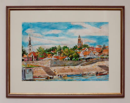 Zemun – 65x50cm - 2022 - detalj - Uramljen Akvarel na papiru – Originalna Umetnička slika umetnik Milica MARUŠIĆ