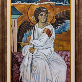 Beli Anđeo – Uramljena Pravoslavna Ikona - 62x48cm Ulje na platnu – Umetnička slika umetnik Milica MARUŠIĆ