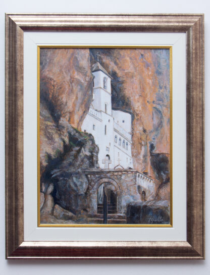 Manastir Ostrog - detalj - Pejzaž - Uramljena Umetnička slika 54.5x44.5cm Ulje na platnu 2023.- umetnik Darko TOPALSKI