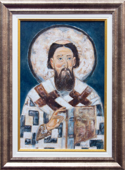 Sveti Sava - Kopija freske - Uramljena Umetnička slika 28.5x38.5 Ulje na platnu 2023.- umetnik Darko TOPALSKI