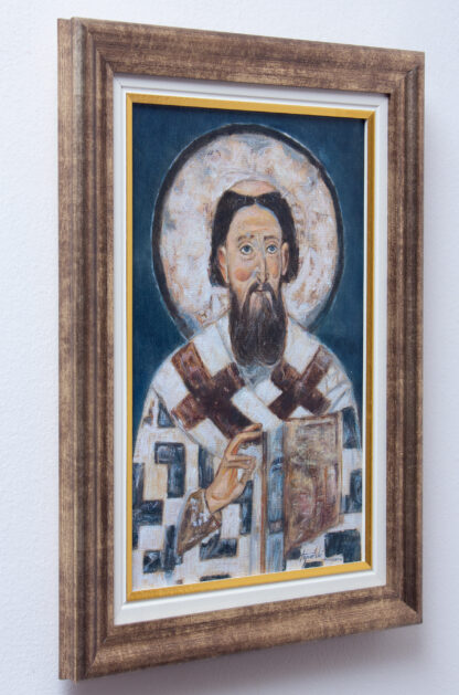Sveti Sava - Kopija freske - sa strane - Uramljena Umetnička slika 28.5x38.5 Ulje na platnu 2023.- umetnik Darko TOPALSKI